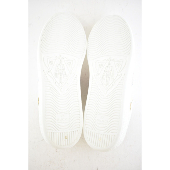 Gucci New Ace White Star Bee Gold GG Logo Flat Low Top Lace Up Tie Sneaker 42 - Picture 12 of 12